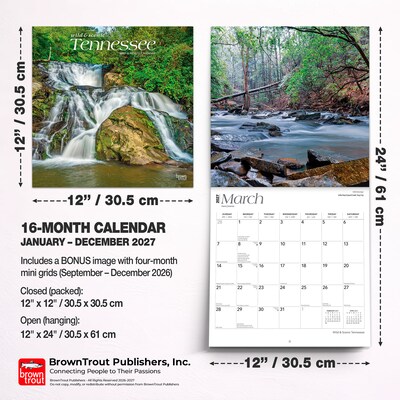 2027 BrownTrout Tennessee Wild & Scenic 12" x 12" Monthly Wall Calendar (9798330710898)