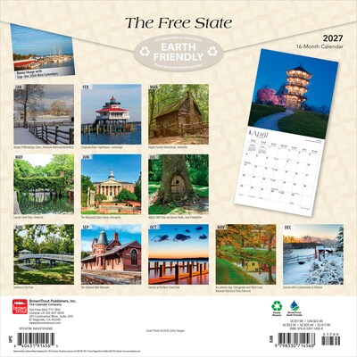 2027 BrownTrout Maryland Places 12 x 12 Monthly Wall Calendar (9798330714568)