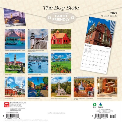2027 BrownTrout Massachusetts Places 12 x 12 Monthly Wall Calendar (9798330714551)