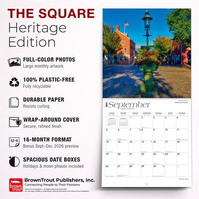 2027 BrownTrout Massachusetts Places 12" x 12" Monthly Wall Calendar (9798330714551)