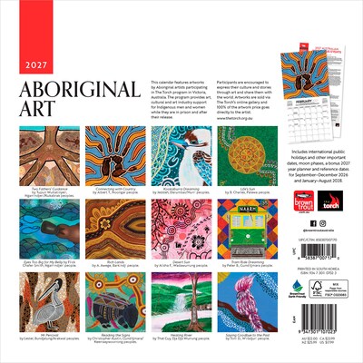 2027 BrownTrout Aboriginal Art 12 x 12 Monthly Wall Calendar (9347301107023)