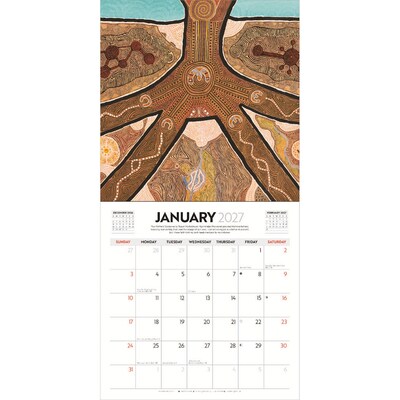 2027 BrownTrout Aboriginal Art 12" x 12" Monthly Wall Calendar (9347301107023)