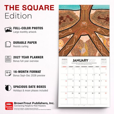 2027 BrownTrout Aboriginal Art 12" x 12" Monthly Wall Calendar (9347301107023)