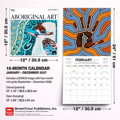 2027 BrownTrout Aboriginal Art 12" x 12" Monthly Wall Calendar (9347301107023)