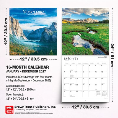 2027 BrownTrout Yosemite 12" x 12" Monthly Wall Calendar (9798330714650)