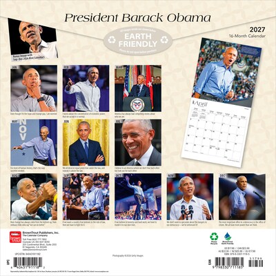 2027 BrownTrout President Barack Obama 12 x 12 Monthly Wall Calendar (9798330711185)