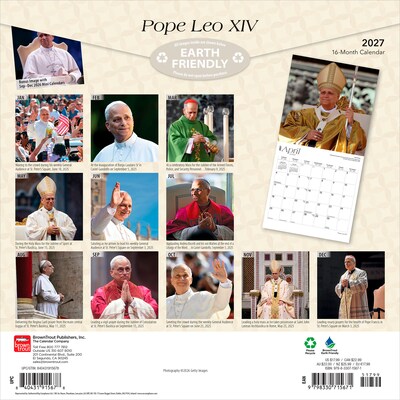 2027 BrownTrout Pope Leo XIV 12 x 12 Monthly Wall Calendar (9798330715671)