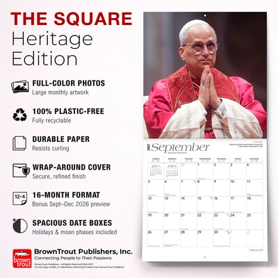 2027 BrownTrout Pope Leo XIV 12" x 12" Monthly Wall Calendar (9798330715671)