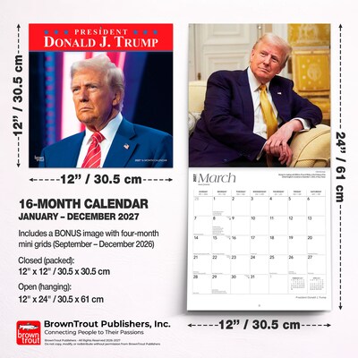 2027 BrownTrout President Donald J. Trump 12" x 12" Monthly Wall Calendar (9798330711192)