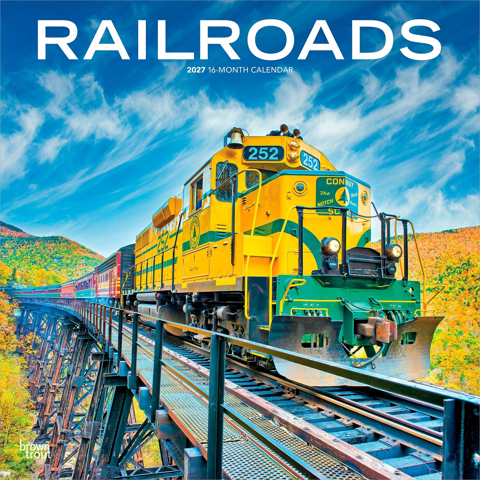 2027 BrownTrout Railroads 12 x 12 Monthly Wall Calendar (9798330711253)