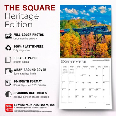 2027 BrownTrout Railroads 12" x 12" Monthly Wall Calendar (9798330711253)