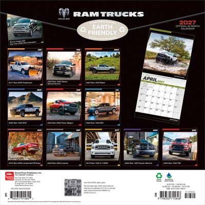 2027 BrownTrout Ram Trucks 12 x 12 Monthly Wall Calendar (9798330715848)