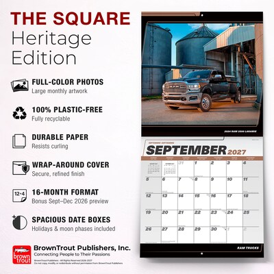 2027 BrownTrout Ram Trucks 12" x 12" Monthly Wall Calendar (9798330715848)