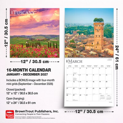2027 BrownTrout Tuscany 12" x 12" Monthly Wall Calendar (9798330711734)