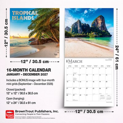 2027 BrownTrout Tropical Islands 12" x 12" Monthly Wall Calendar (9798330711727)