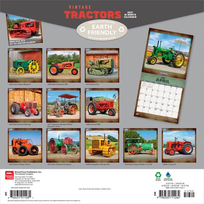 2027 BrownTrout Vintage Tractors 12 x 12 Monthly Wall Calendar (9798330711284)