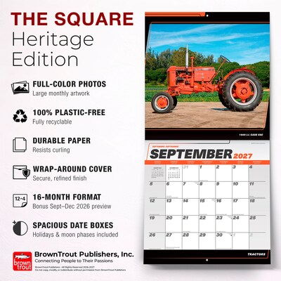 2027 BrownTrout Tractors 12" x 12" Monthly Wall Calendar (9798330711277)