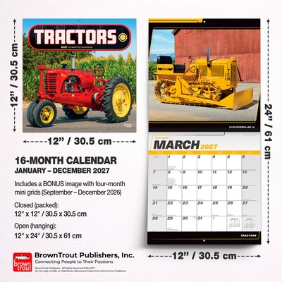 2027 BrownTrout Tractors 12" x 12" Monthly Wall Calendar (9798330711277)