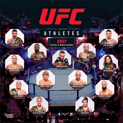 2027 BrownTrout UFC Athletes 12 x 12 Monthly Wall Calendar (9798330714797)