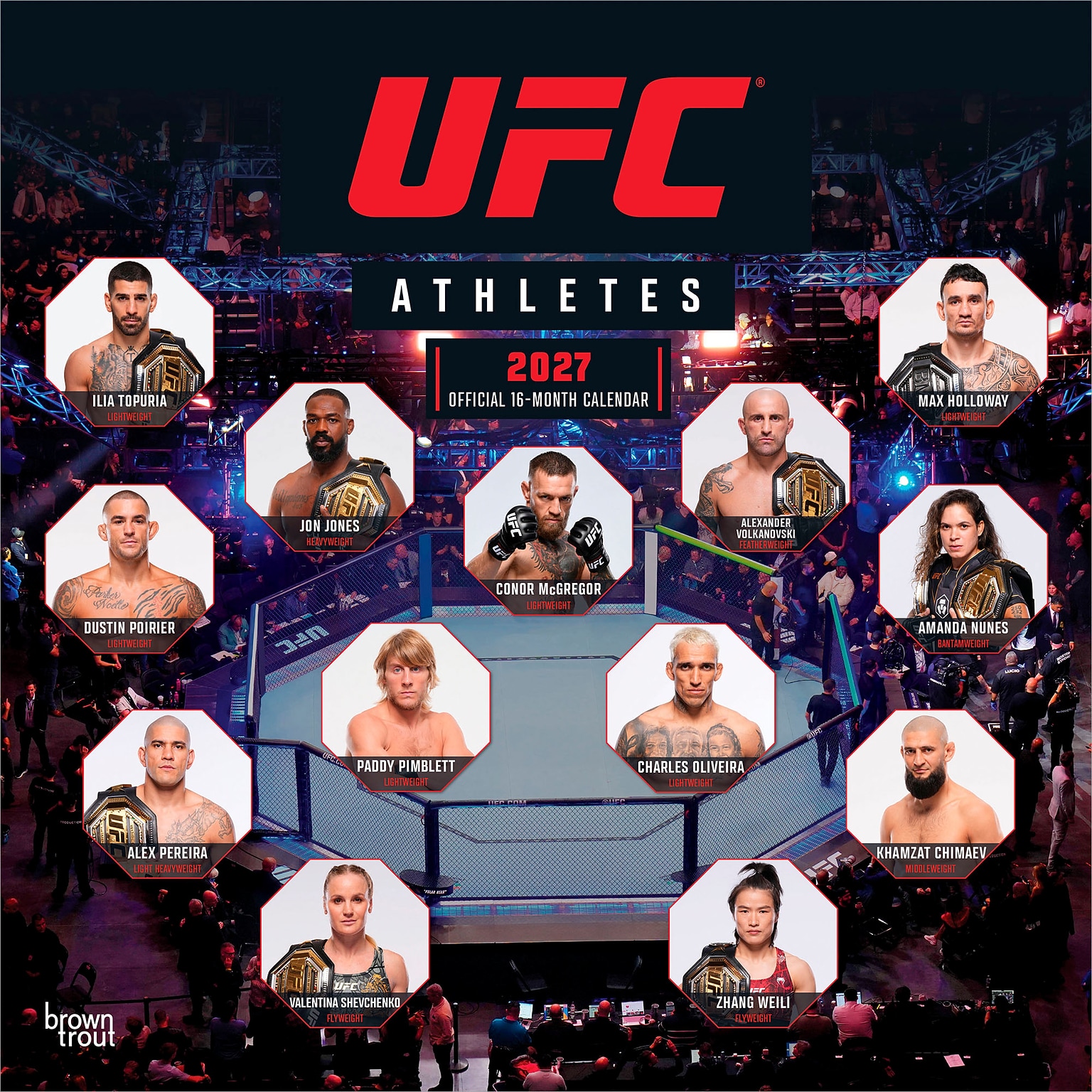 2027 BrownTrout UFC Athletes 12 x 12 Monthly Wall Calendar (9798330714797)