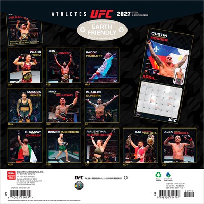 2027 BrownTrout UFC Athletes 12 x 12 Monthly Wall Calendar (9798330714797)