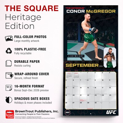 2027 BrownTrout UFC Athletes 12" x 12" Monthly Wall Calendar (9798330714797)