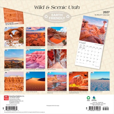 2027 BrownTrout Utah Wild & Scenic 12 x 12 Monthly Wall Calendar (9798330710935)