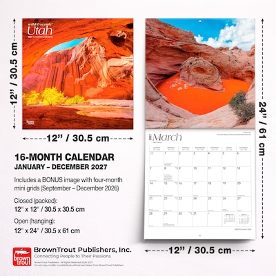 2027 BrownTrout Utah Wild & Scenic 12" x 12" Monthly Wall Calendar (9798330710935)