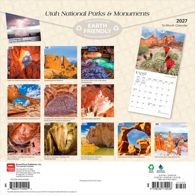 2027 BrownTrout Utah National Parks & Monuments 12 x 12 Monthly Wall Calendar (9798330710928)