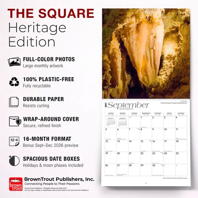 2027 BrownTrout Utah National Parks & Monuments 12" x 12" Monthly Wall Calendar (9798330710928)