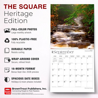 2027 BrownTrout Vermont Wild & Scenic 12" x 12" Monthly Wall Calendar (9798330710942)