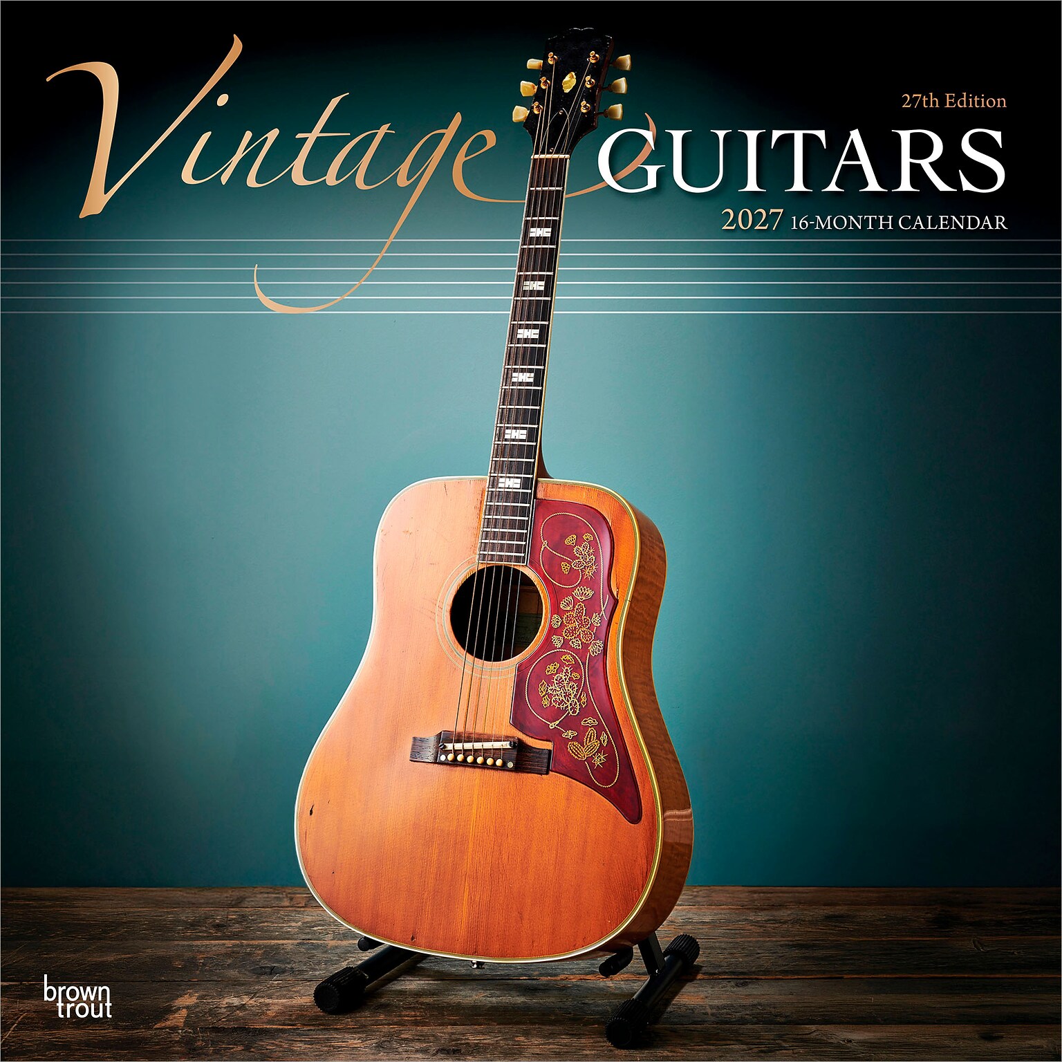 2027 BrownTrout Vintage Guitars 12 x 12 Monthly Wall Calendar (9798330711178)