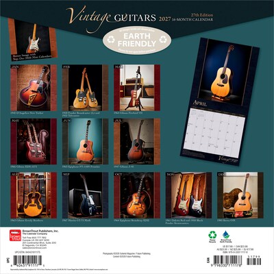 2027 BrownTrout Vintage Guitars 12 x 12 Monthly Wall Calendar (9798330711178)