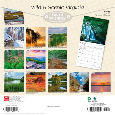 2027 BrownTrout Virginia Wild & Scenic 12 x 12 Monthly Wall Calendar (9798330710959)
