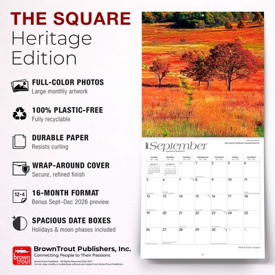 2027 BrownTrout Virginia Wild & Scenic 12" x 12" Monthly Wall Calendar (9798330710959)
