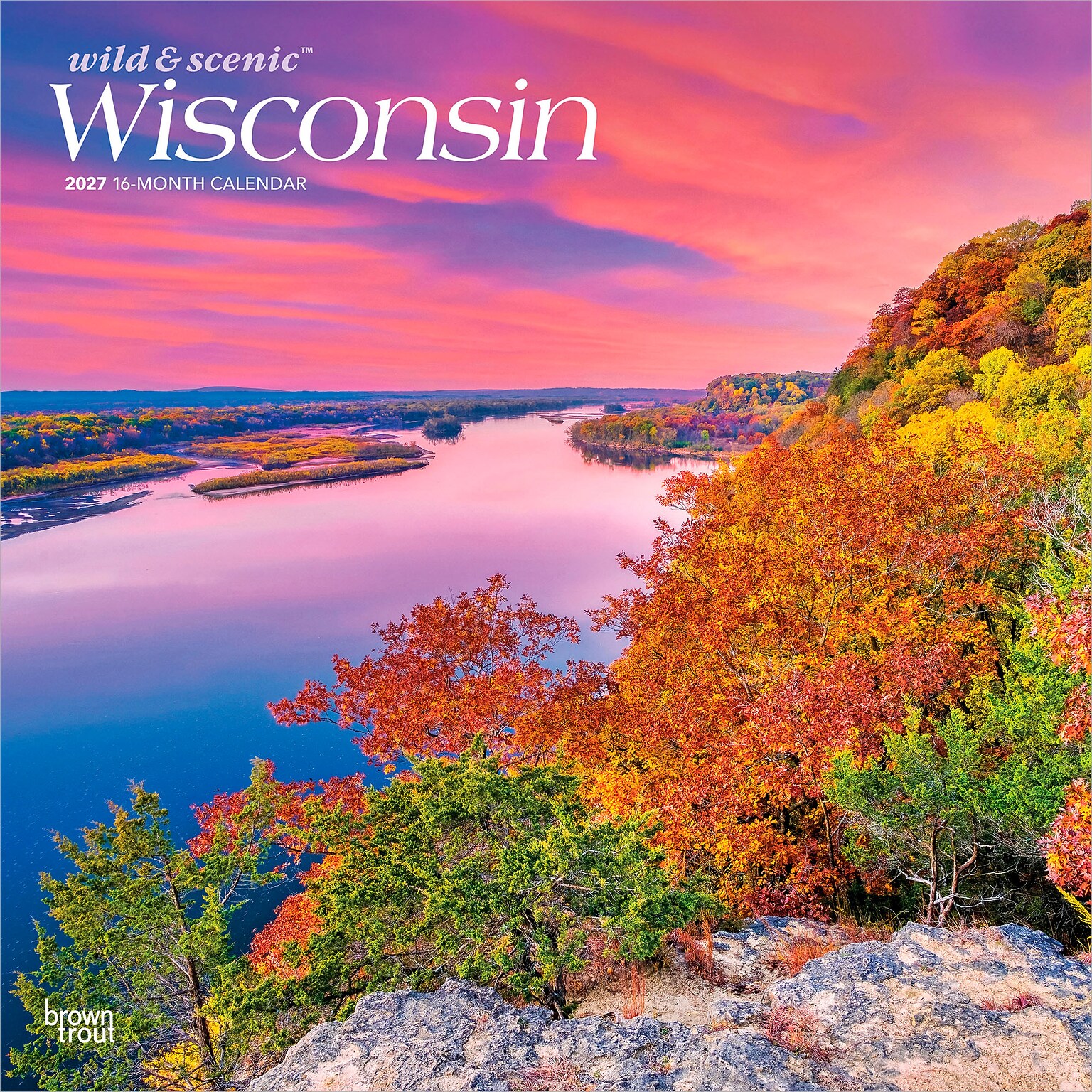 2027 BrownTrout Wisconsin Wild & Scenic 12 x 12 Monthly Wall Calendar (9798330710980)
