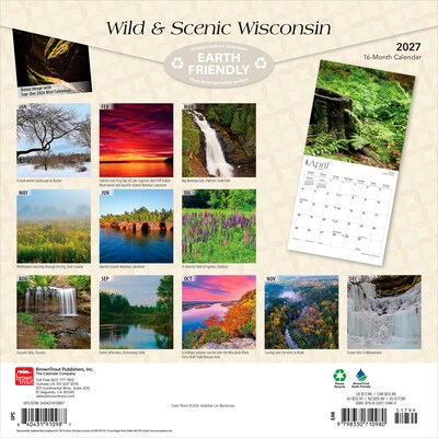 2027 BrownTrout Wisconsin Wild & Scenic 12 x 12 Monthly Wall Calendar (9798330710980)