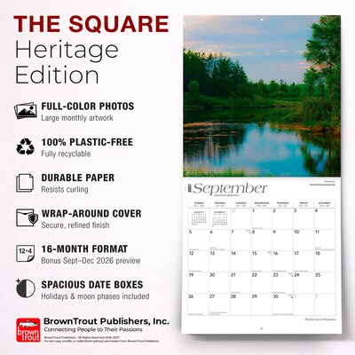 2027 BrownTrout Wisconsin Wild & Scenic 12" x 12" Monthly Wall Calendar (9798330710980)