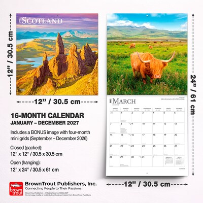 2027 BrownTrout Scotland 12" x 12" Monthly Wall Calendar (9798330711109)