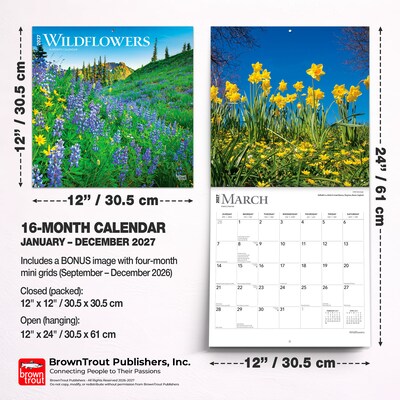 2027 BrownTrout Wildflowers 12" x 12" Monthly Wall Calendar (9798330711369)