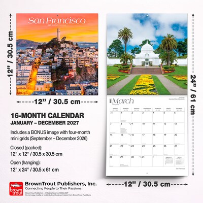 2027 BrownTrout San Francisco 12" x 12" Monthly Wall Calendar (9798330714483)