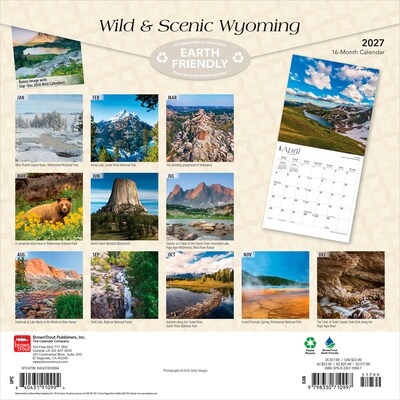 2027 BrownTrout Wyoming Wild & Scenic 12 x 12 Monthly Wall Calendar (9798330710997)