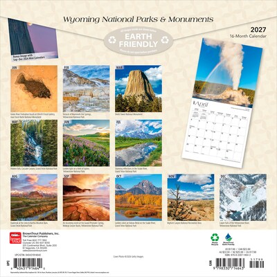 2027 BrownTrout Wyoming National Parks & Monuments 12 x 12 Monthly Wall Calendar (9798330714643)