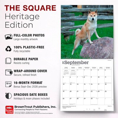 2027 BrownTrout Shiba Inu 12" x 12" Monthly Wall Calendar (9798330714506)