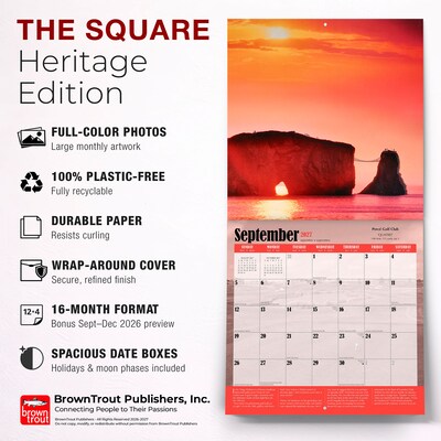2027 BrownTrout World's Toughest Golf Holes 12" x 12" Monthly Wall Calendar (9798330713493)