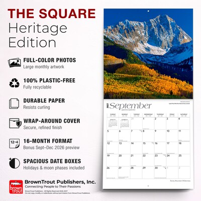 2027 BrownTrout Rocky Mountain Wilderness 12" x 12" Monthly Wall Calendar (9798330714476)