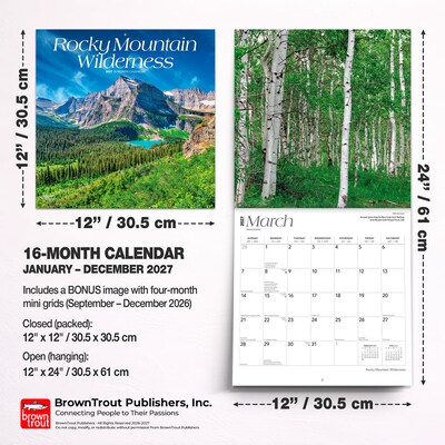 2027 BrownTrout Rocky Mountain Wilderness 12" x 12" Monthly Wall Calendar (9798330714476)