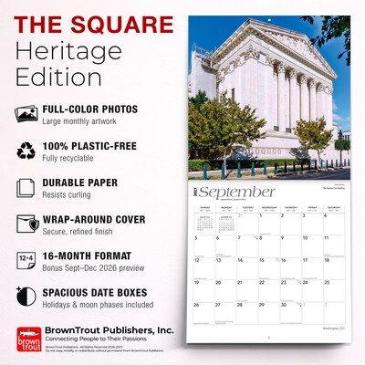 2027 BrownTrout Washington D.C. 12" x 12" Monthly Wall Calendar (9798330714599)