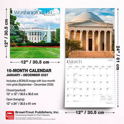 2027 BrownTrout Washington D.C. 12" x 12" Monthly Wall Calendar (9798330714599)