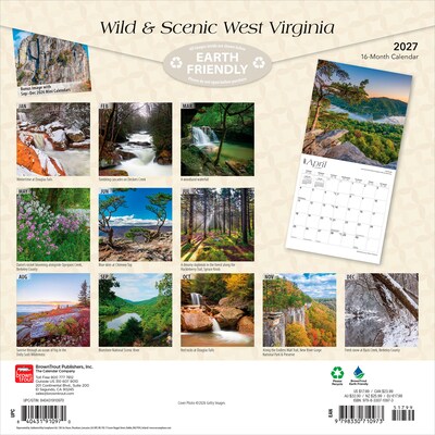 2027 BrownTrout West Virginia Wild & Scenic 12 x 12 Monthly Wall Calendar (9798330710973)
